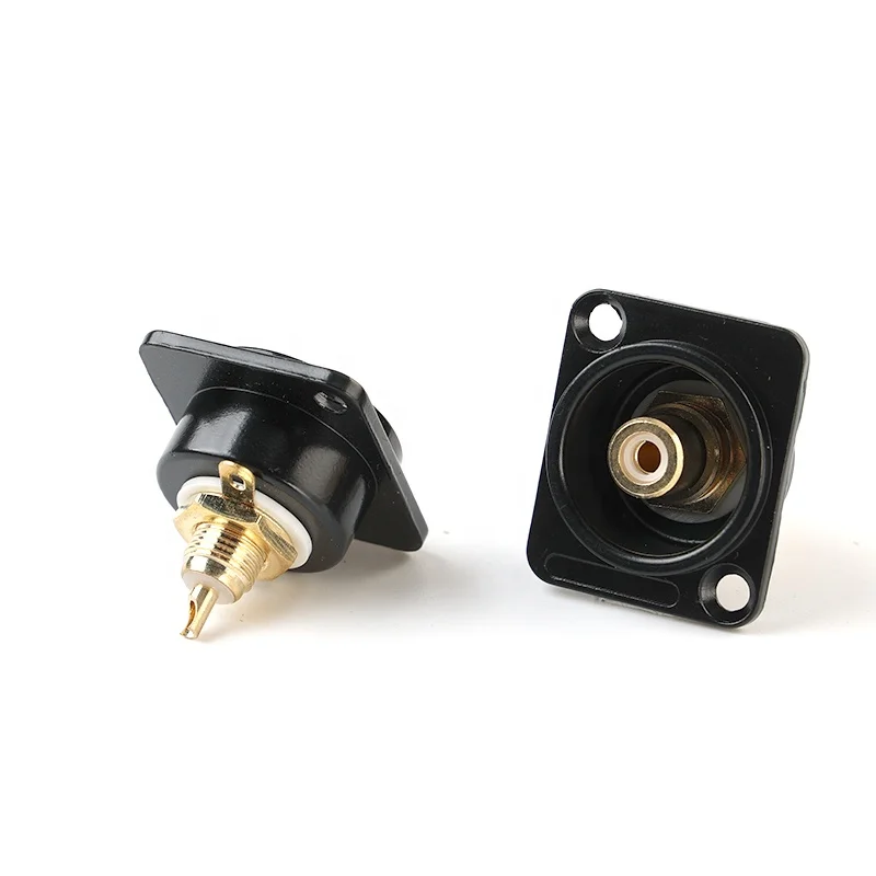 Hot Selling RCA Female Zinc Alloy Shell Screw Hole Soldering Pin D-Shape Plug Connectors Custom