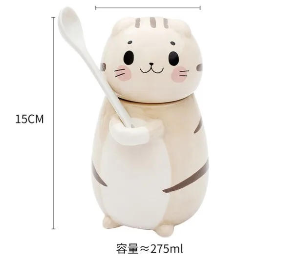 Creative Cute Cartoon Hand-painted Adorable Cartoon Animal, Cat Style Ceramic Hold Cup
