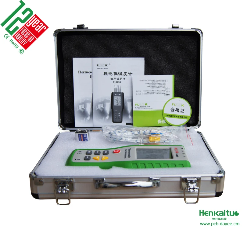 F-8855 Industrial K Type High Temperature Meter Digital 4 Channel Thermocouple Thermometer