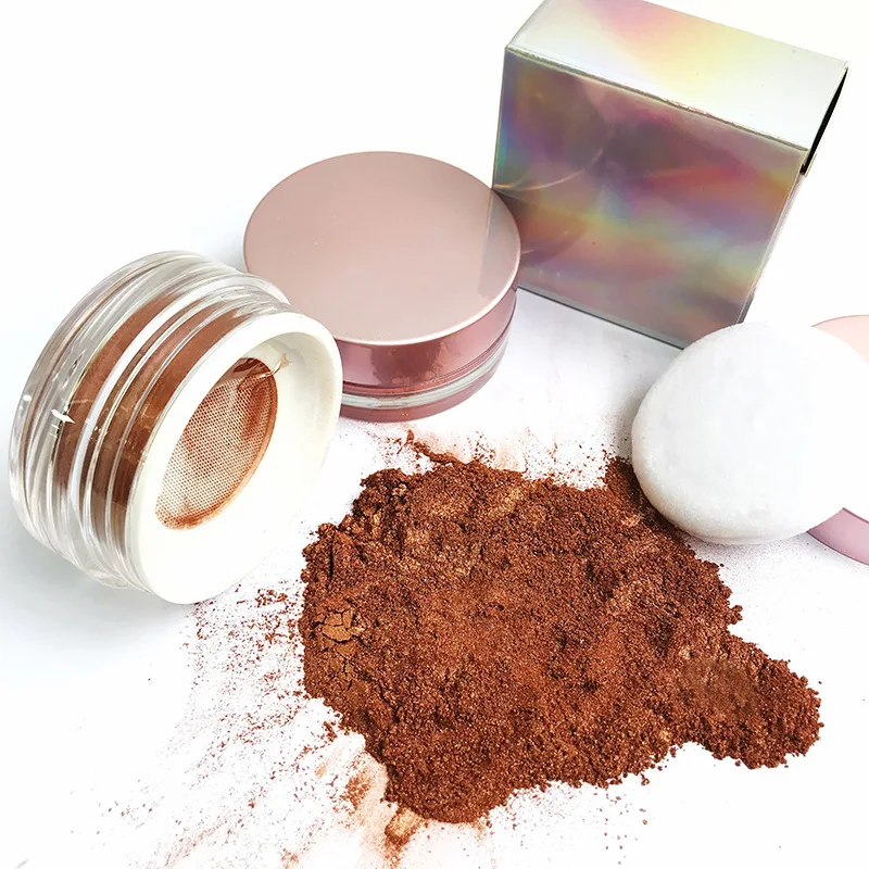 Vegan face makeup setting loose powder high pigmented makeup gold bronze highlighter powder