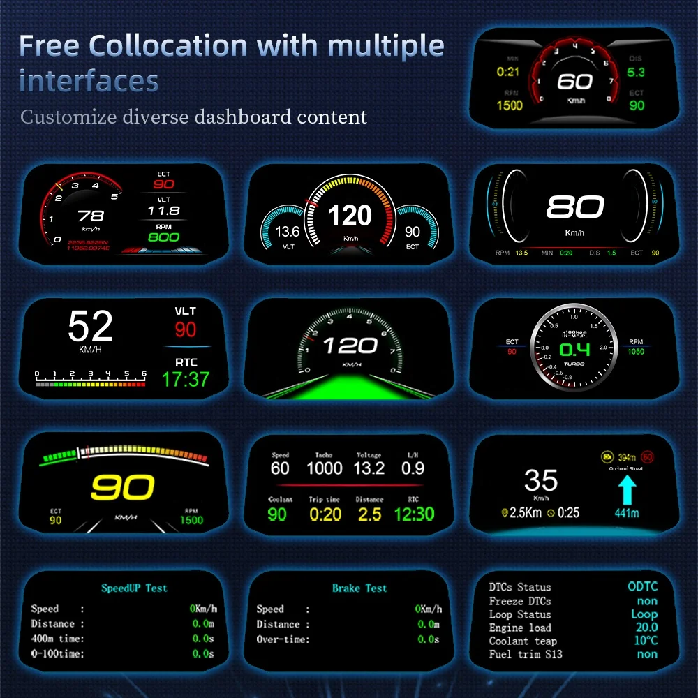 Popular Navigation LCD Mirror Meter Head Up Display Over-speed Alarm C3 OBD2 gps display with Navi auto electronics HUD for cars