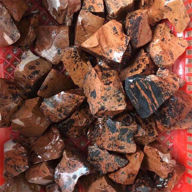 Wholesale crystals minerals raw healing stones natural red rough mahogany obsidian gemstone for sale