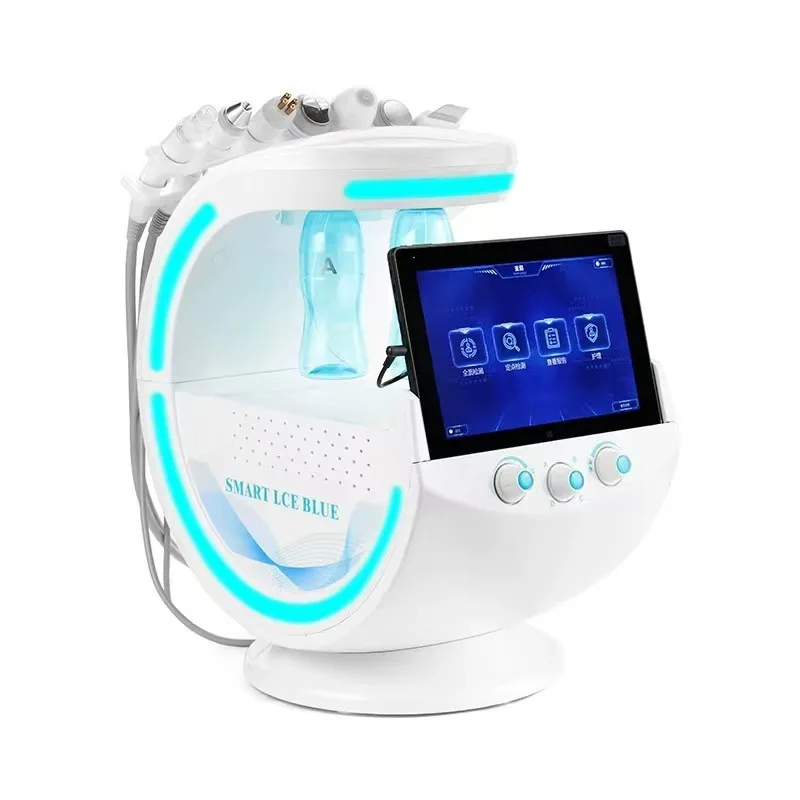 Farslim Choice 7in1art Ice blue hydro peeling skin tester Portable with Analyse Analyzer for Salon Ultrasonic SkinScrubber Hydro