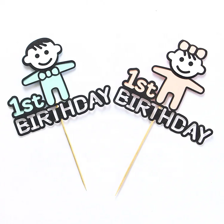 Fashion Design Cute Children`s` Cake Toppers Decoration For Baby 1st birthday For Boy And Girl`s  party