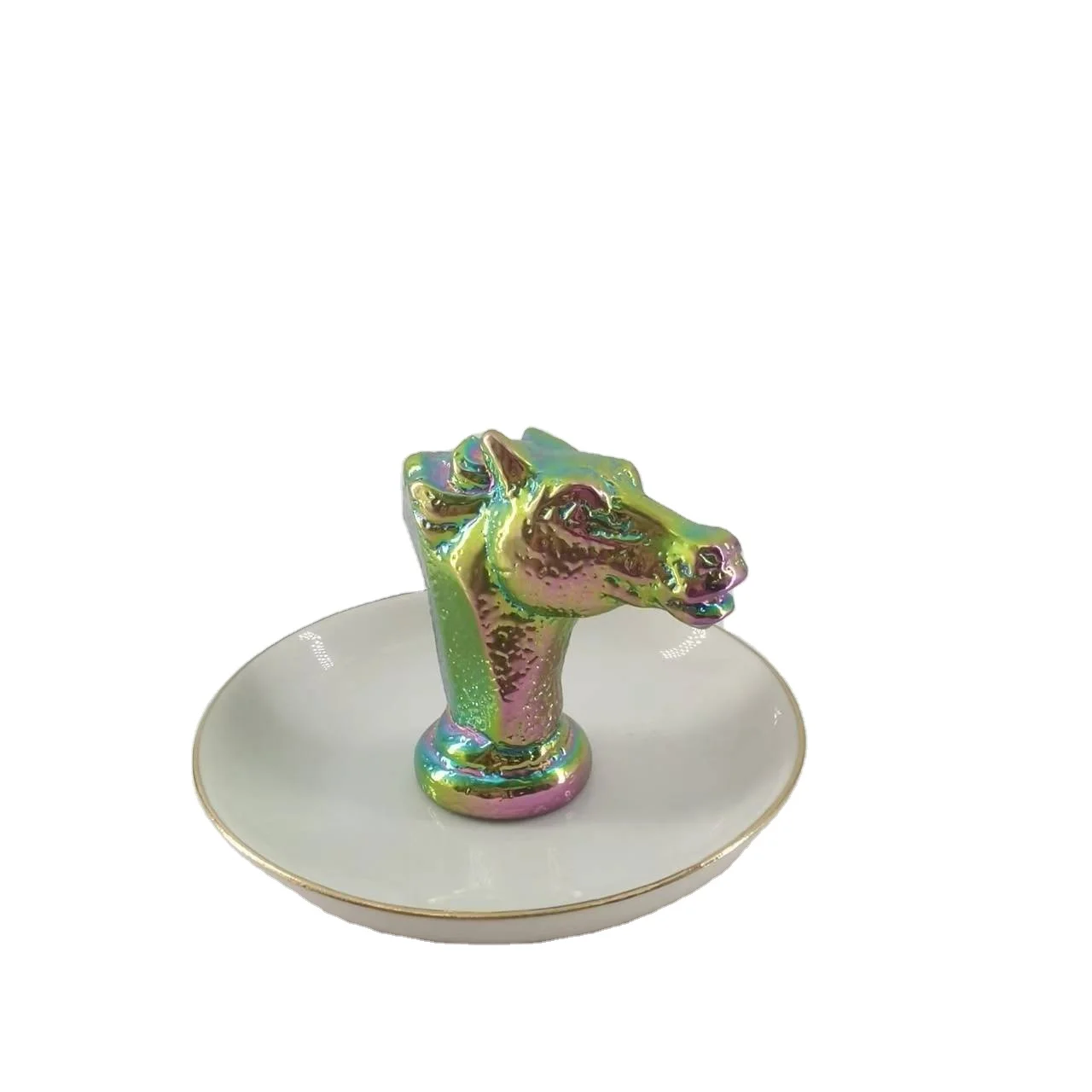 green horse head jewelry plate ceramic small for sale porcelain craft folk art style bathroom gift