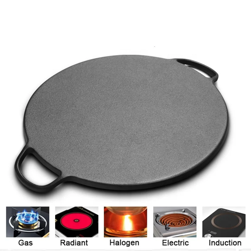 Pre Seasoned Cast Iron 12.5 inch Crepe Pan Kitchen Pancake Pizza Cast Iron Fry Pans