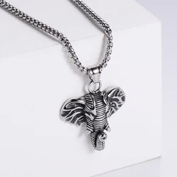 18K gold elephant pendant necklace Hiphop mens necklace stainless steel animal jewelry