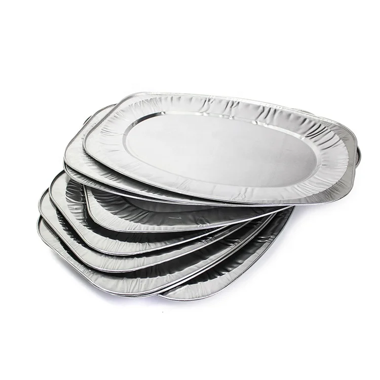 
OEM takeaway restaurant food grade cake trays grill bbq disposable large aluminum foil broiler deep oval fry pan 