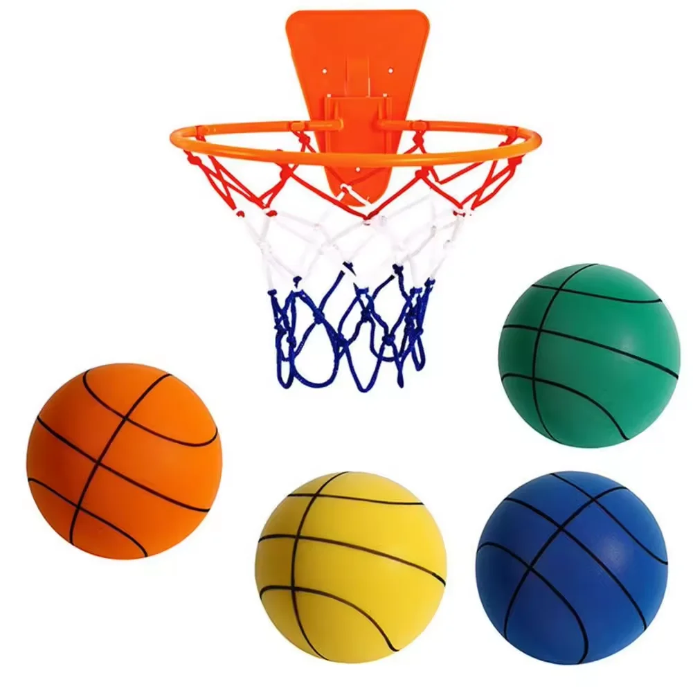 Custom Logo Silent Basketball Indoor Quiet Training Ball Lightweight Foam Soccer basketball   Ball Size 3 5 7