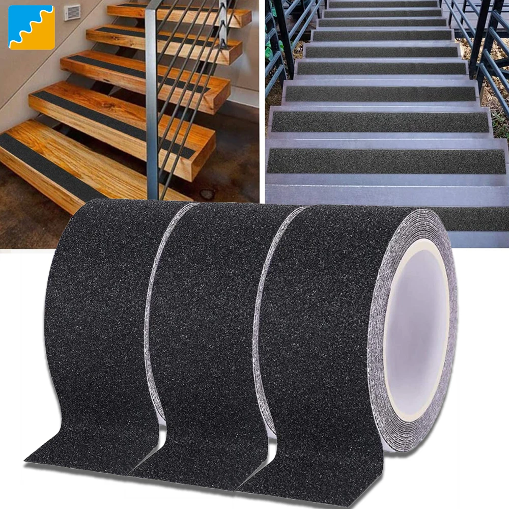 Black Stair Anti Slip Grip Bathtub Tire Non Slip Clear Anti-slip Stair Tapes Roll Heavy PET Skateboard Grip Safety Tape for Road