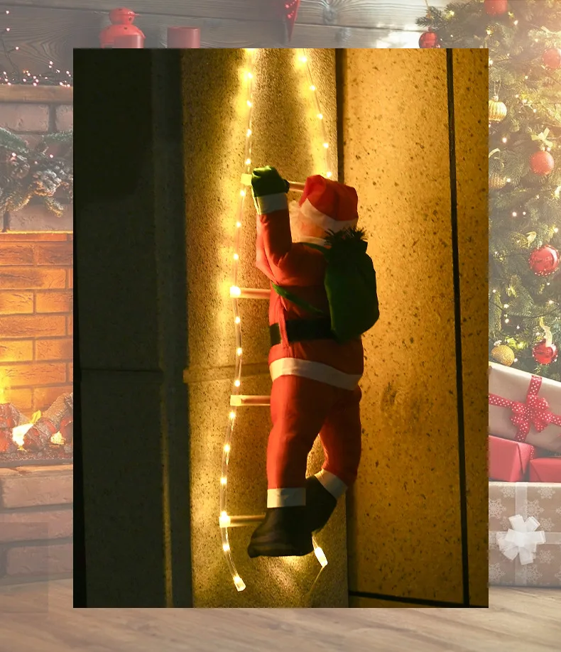 2024 LED Tube Climbing Ladder Santa Claus Doll Pendant Christmas Ornaments Window Pendant