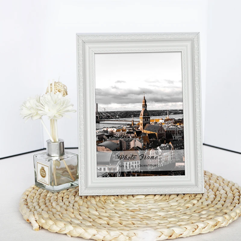 New Arrival Tabletop Decoration Durable White Plastic Christmas Photo Frame With Stand
