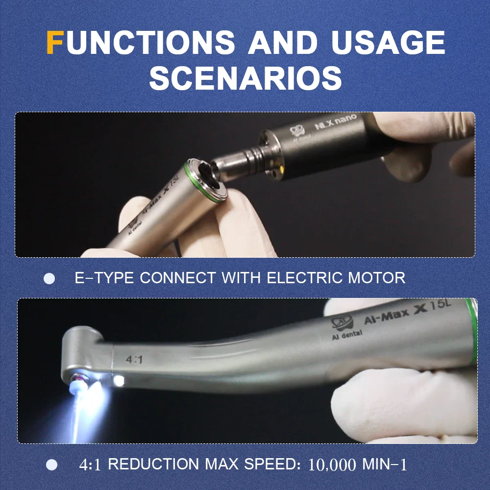AI-X15L 4:1 Reduction Optical Single Spray  For CA burs (2.35) contra angle Endodontic Handpiece Max Speed: 10,000 min-1
