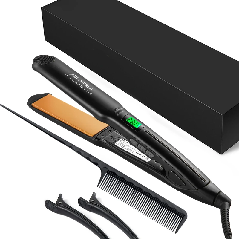 Jadeempress LCD Professional Titanium Iron Flat Iron 480F with 360 Swivel Cord Hair Straightener