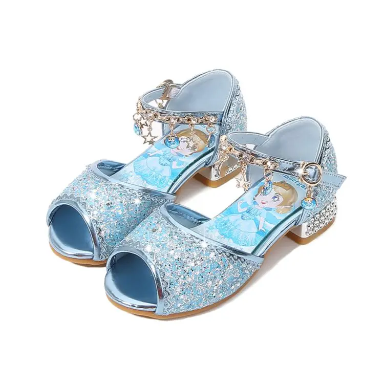
Wholesale spring and autumn sequined vamp shiny crystal pretty cute princess girls sandals 