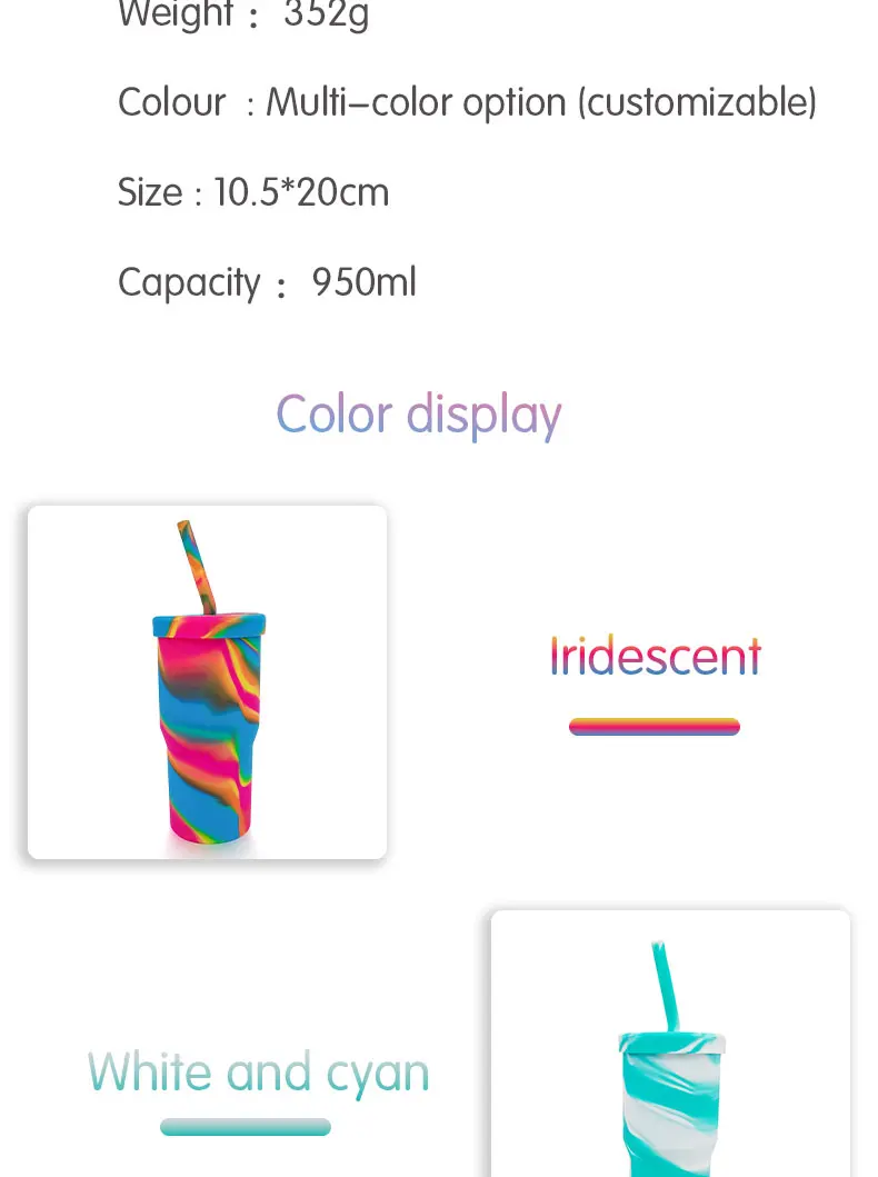 Large capacity Water  Cups Leakproof Valve Reusable BPA Free Silicone Travel Water Cup for Gym Camping Travel Sports  Durable