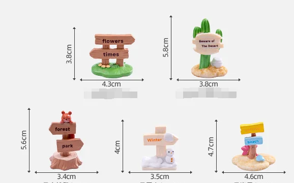 3D миниатюрный кукольный домик дерево guidepost из смолы цветок кактус лес зимний Снеговик Летний пляж песочный знак украшения сказочные садовые игрушки
