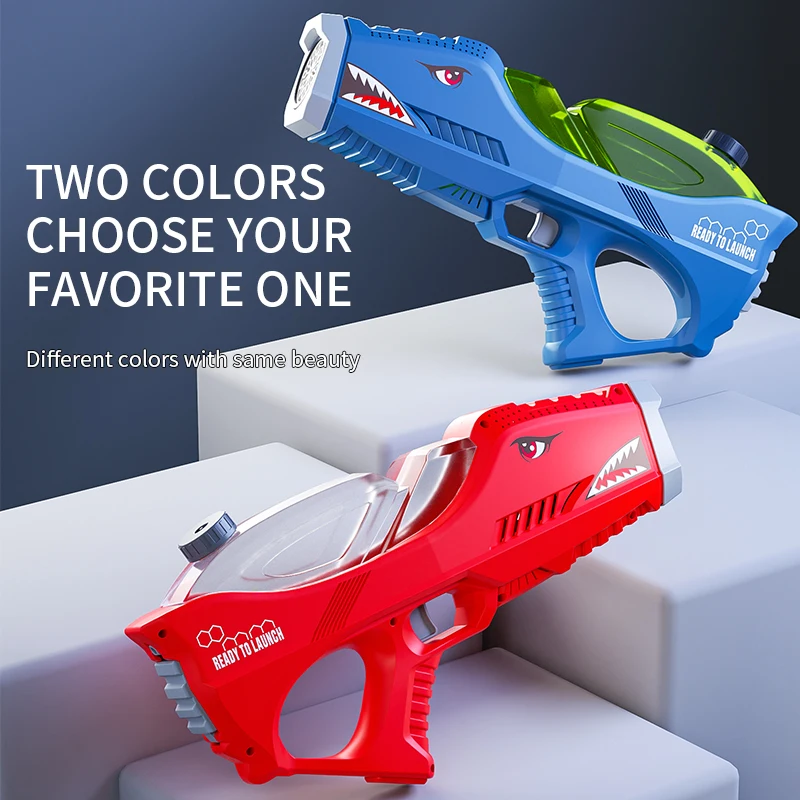 HW Boys Summer Outdoor Shooting Games Electric Shark Automatic Bubble Machine Water Gun Kids Toy Set