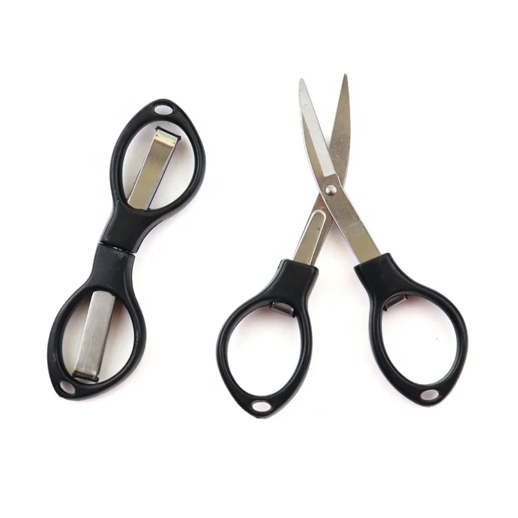 Convenient Travel safety Multicolor metal material folding feature plastic shear handle small portable fishing scissors