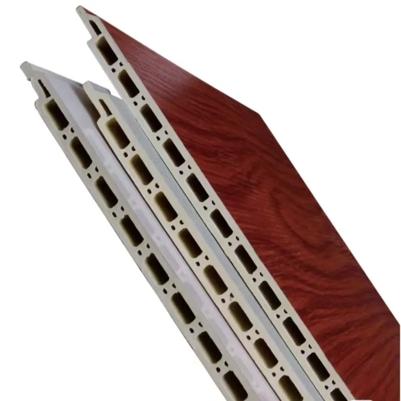 Indoor Wood Laminated PVC Ceiling Panel Plastic Composite PVC Integrated Wallboard Cladding Fluted Wall Board