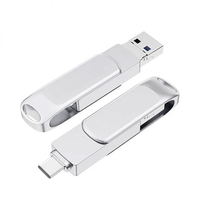 Металлические OTG флэш-накопители 3 в 1 USB-накопитель Type-C 16 ГБ 32 ГБ 64 ГБ 3 в 1 USB-память