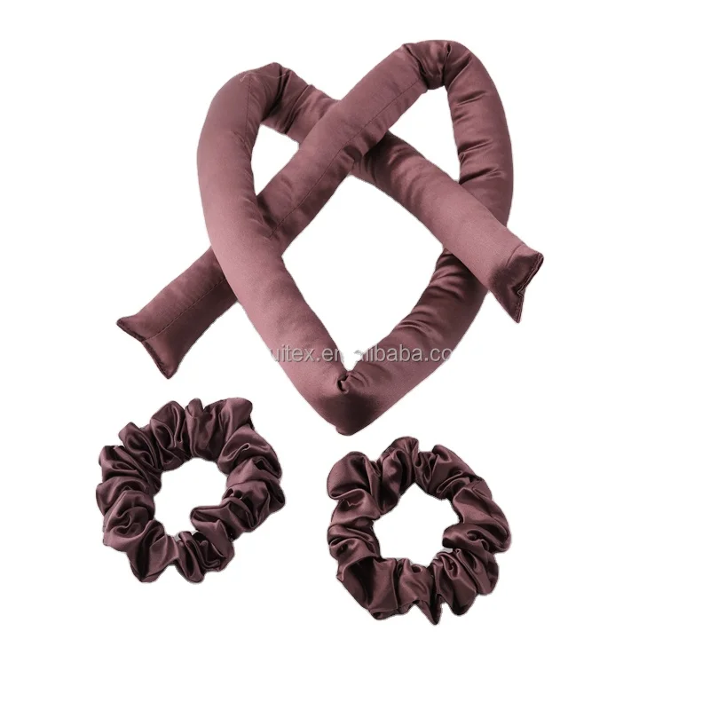 100% 22 Momme Pure Silk  Hair Curling Rollers Silk Satin Hair Curler No Heat Sponge Silk Heatless Hair Curls