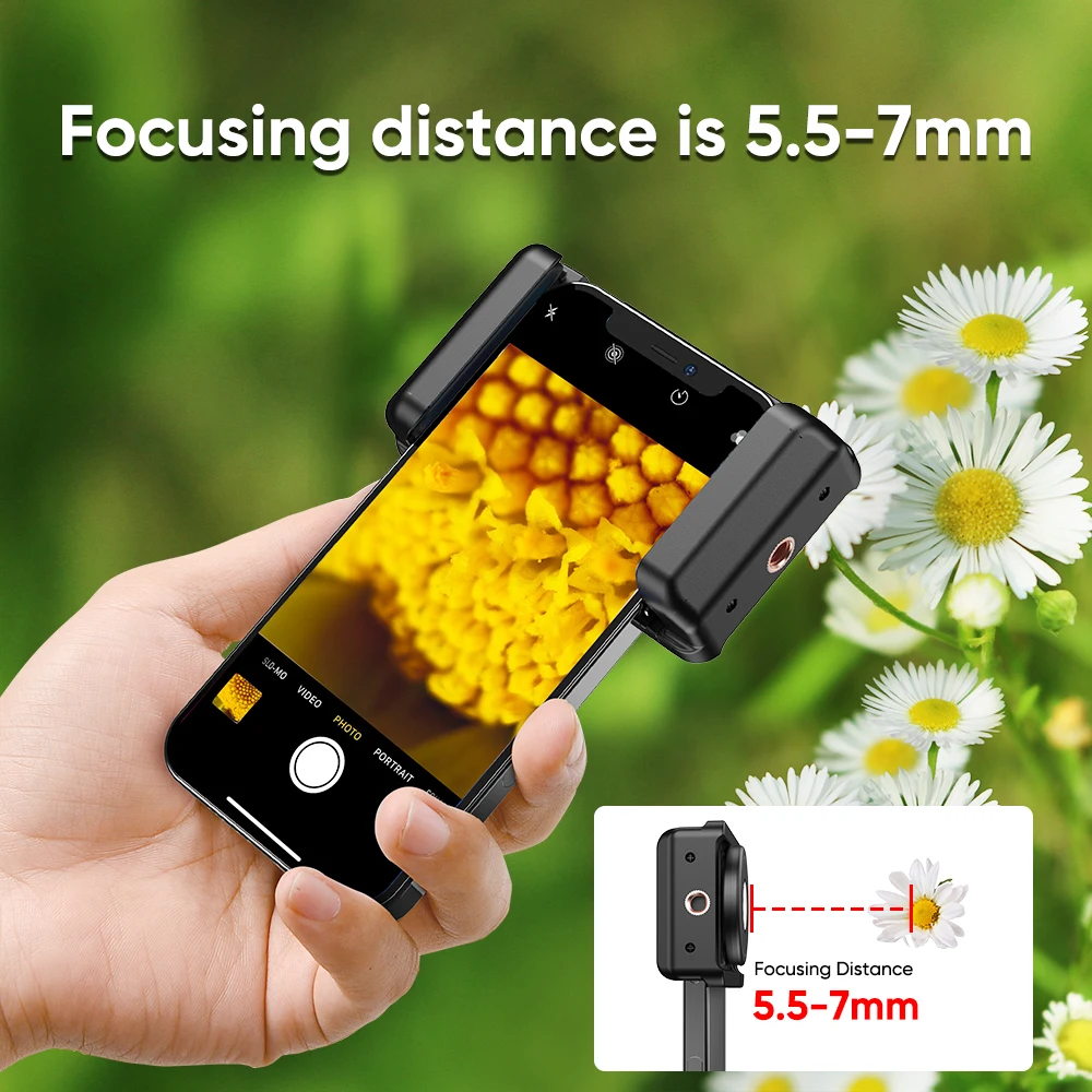 APEXEL NEW Professional Video Microscope Lens With Phone Clip LED Light & CPL Mobile Phone Jewelry Microscope