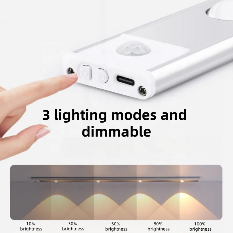 Rechargeable kitchen led motion sensor under cabinet aluminum profile linear light strip lamp with motion detector for cabinet