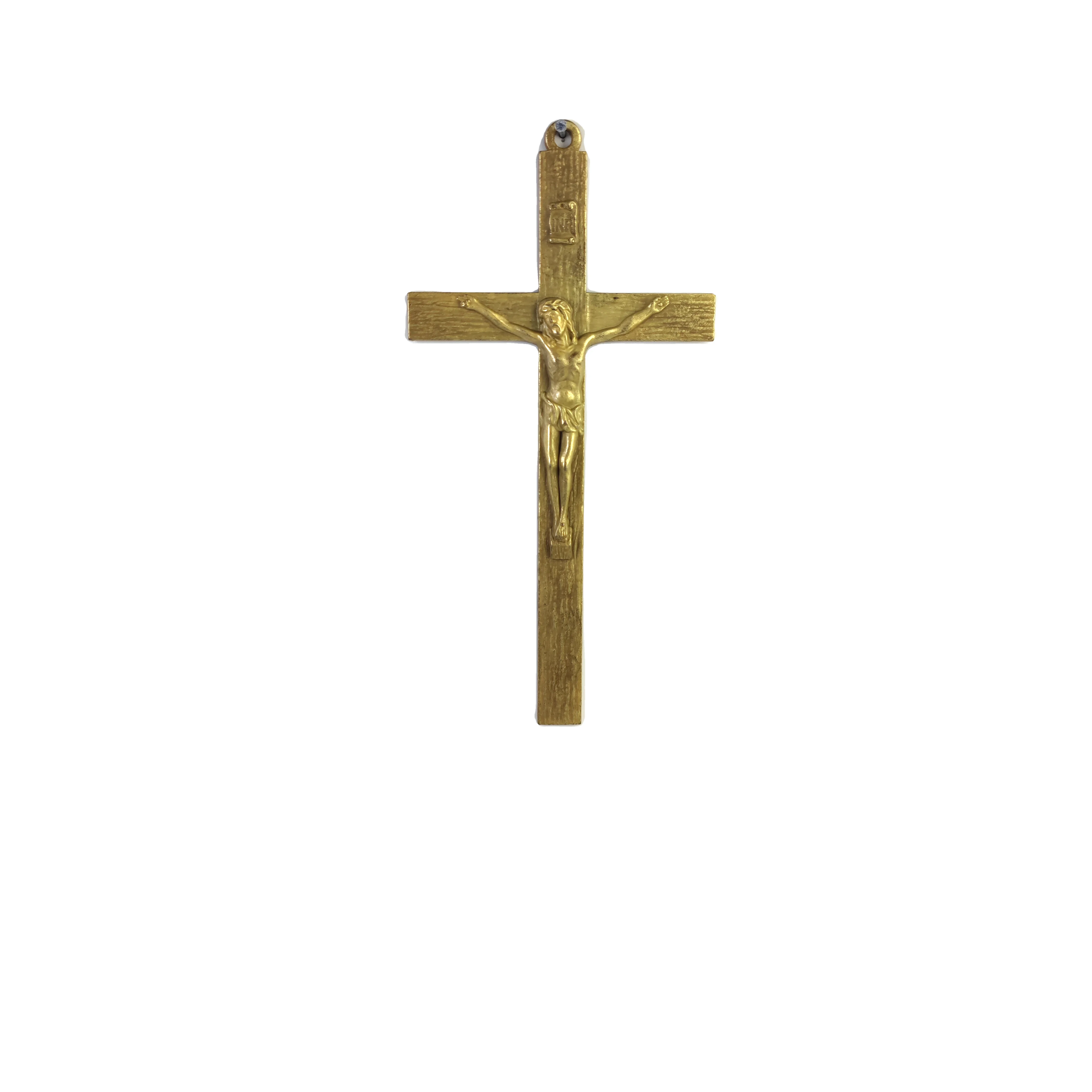 Crucifix Wall Cross - Metal  Catholic Crosses Wall Decor - 8 Inch - Retro Gold