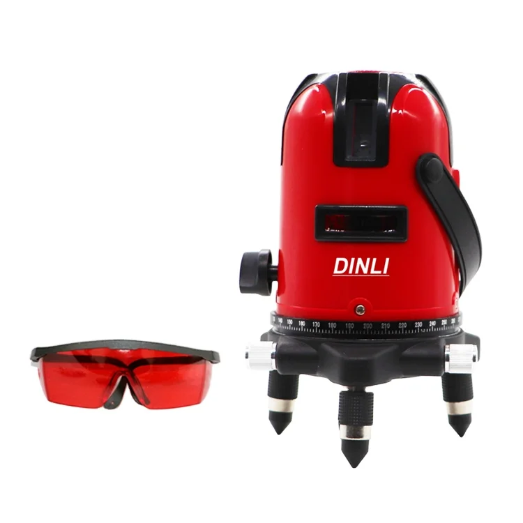 3D лазерный уровень Dinli, Зеленый Поворотный нивелир с 12 линиями, с аккумулятором, класс цвета волны, начальный сертификат температуры
