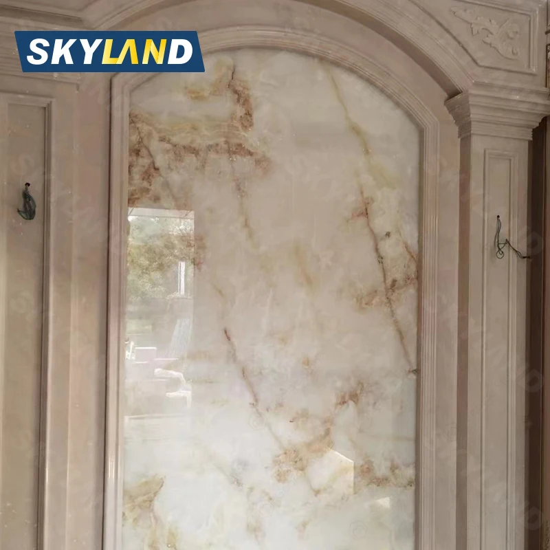 Белая искусственная панель из оникса Skyland мраморные столешницы каменные плиты на квадратный фут