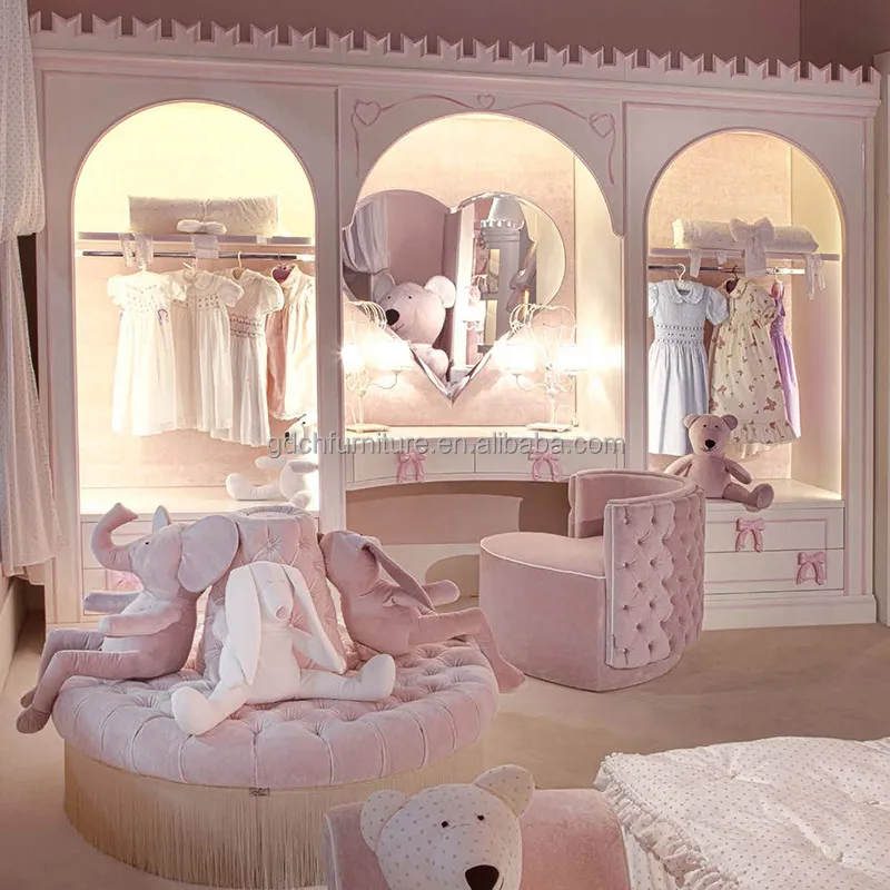 Hot Sale Lovely Children Bedroom Decor White Color Wooden Bed Storage Cabinet Castle bed Solid wood bed