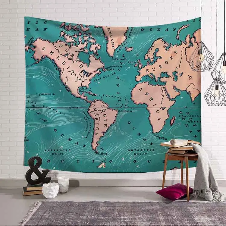 Home living decor world map polyester sheet wall hanging cloth