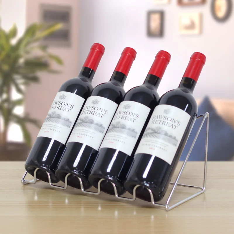 Light luxury countertop storage metal geometric design 5-bottle free-standing wine rack suitable for home hotel restaurants