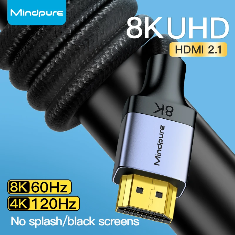 Mindpure custom OEM HDMI TV CABLE HDTV HD  0.5m 1m 1.5 m 2m 3m 5 meters Gold-Plated 4K 120Hz 8K 2.1 60Hz 3d hdr
