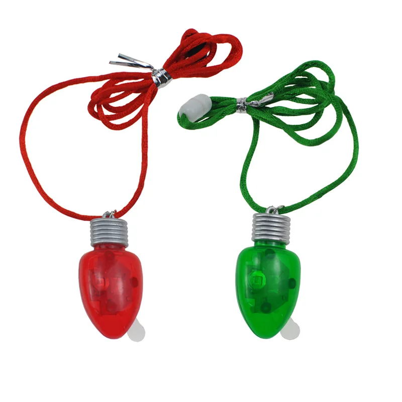 Cheap Light Up Bulb Beads Pendant Necklace Plastic Flashing X-Mas Beads Necklace LED Flashing Bulb Christmas Pendant