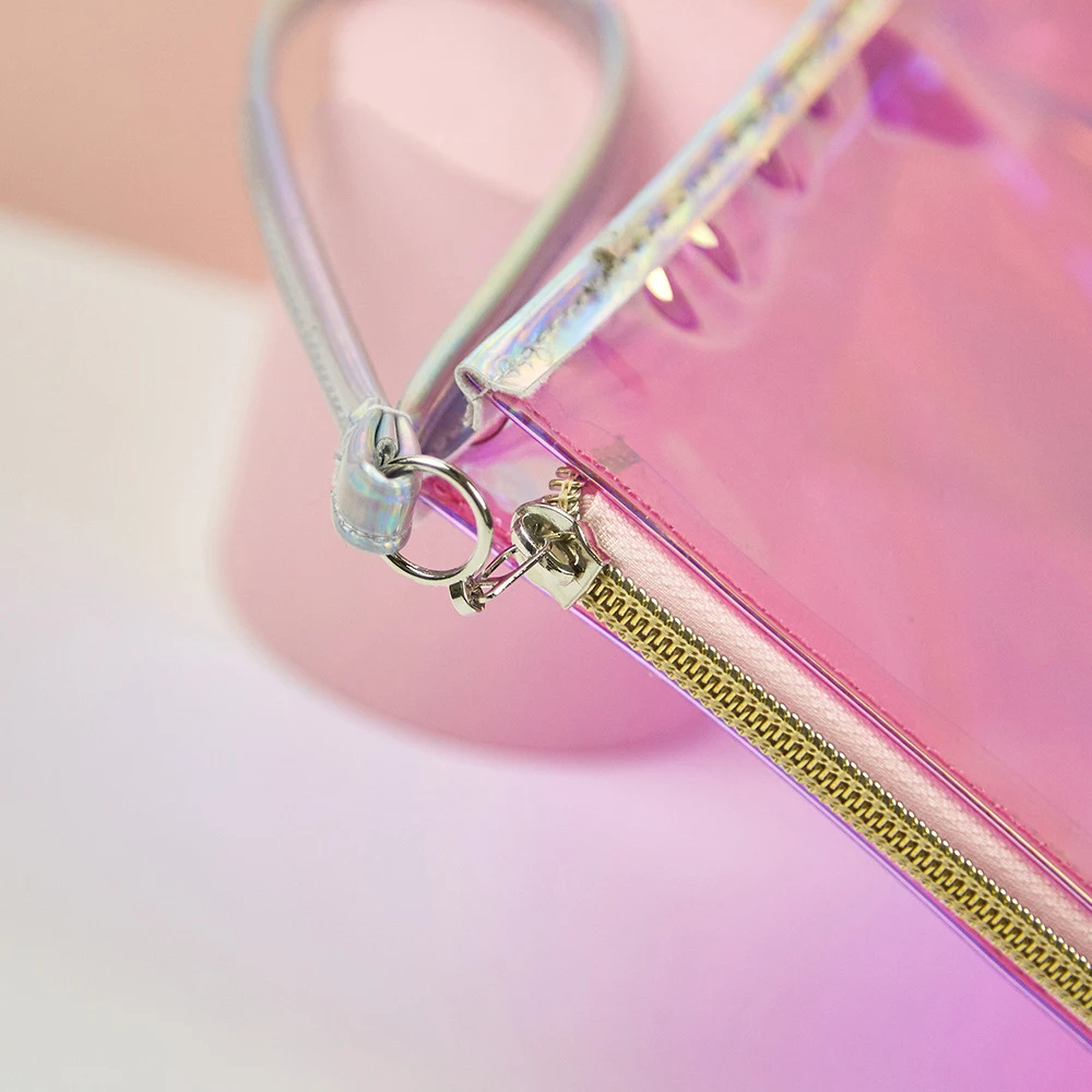 Laser makeup bag Square Packaging Beautiful Beauty Bag Basics Cosmetic Make Up Bag For Ladies