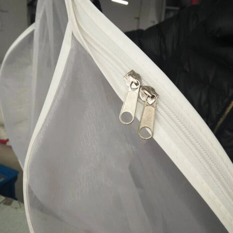 Transparent Voile Bridal Dress Dust Cover with Side-zipper Luxury Foldable Non Woven