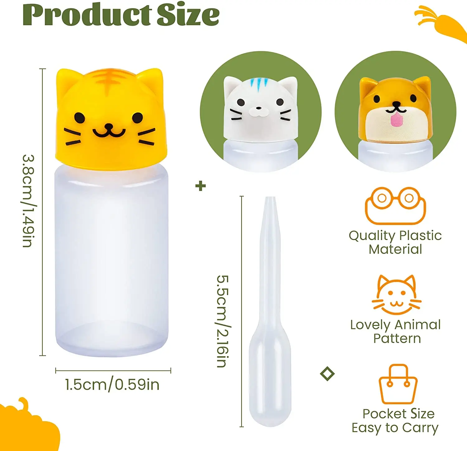 Cute Animal Portable Mini Sauce Bottle Japanese Bento Box Vinaigrette Salad Dressing Bottle Set