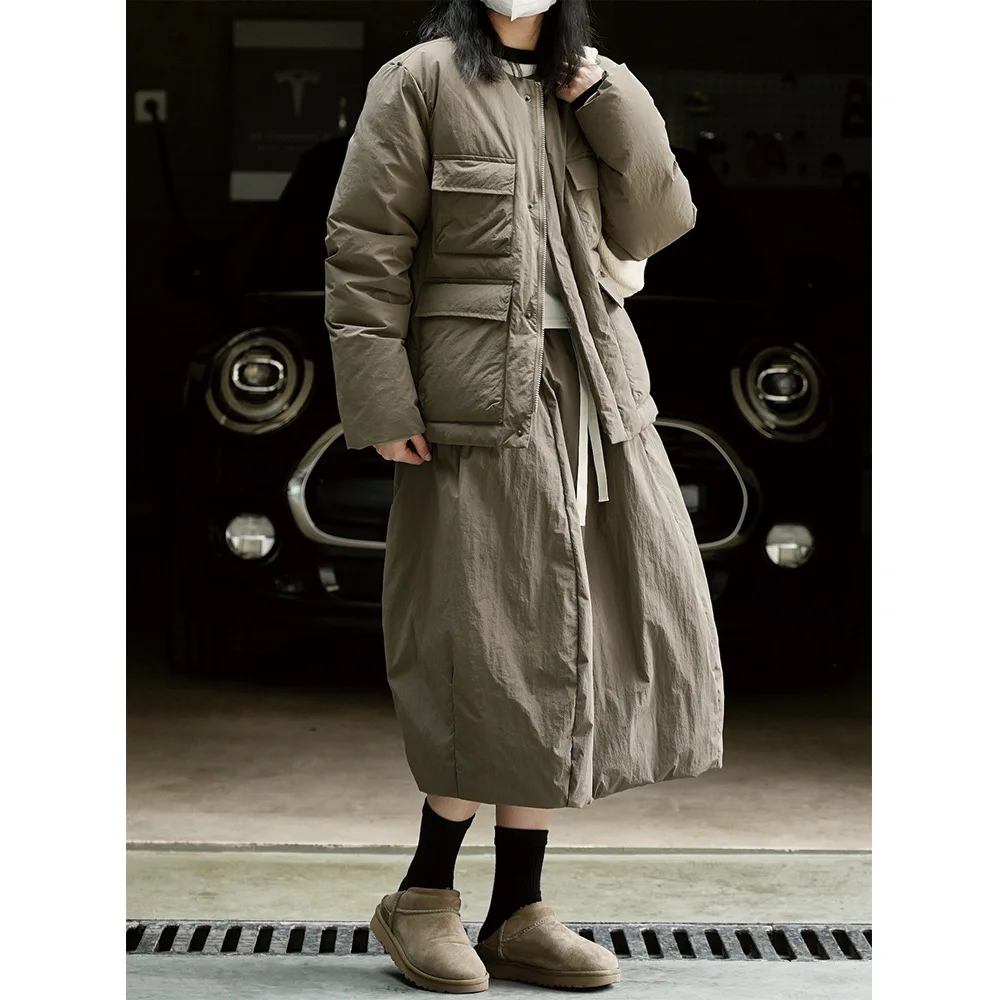 Bohemian Floral Chiffon Long Skirt for Women High Waist Beach Style with New for Winter Duck Down Thick Long Woman Skirt