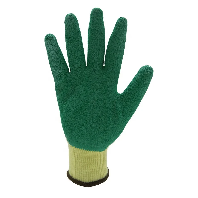 Custom Durable Anti Slip Cotton Knitted Latex Crinkle Coated Safety Work Gloves For Industrial Construction Mechanical Ce 1131