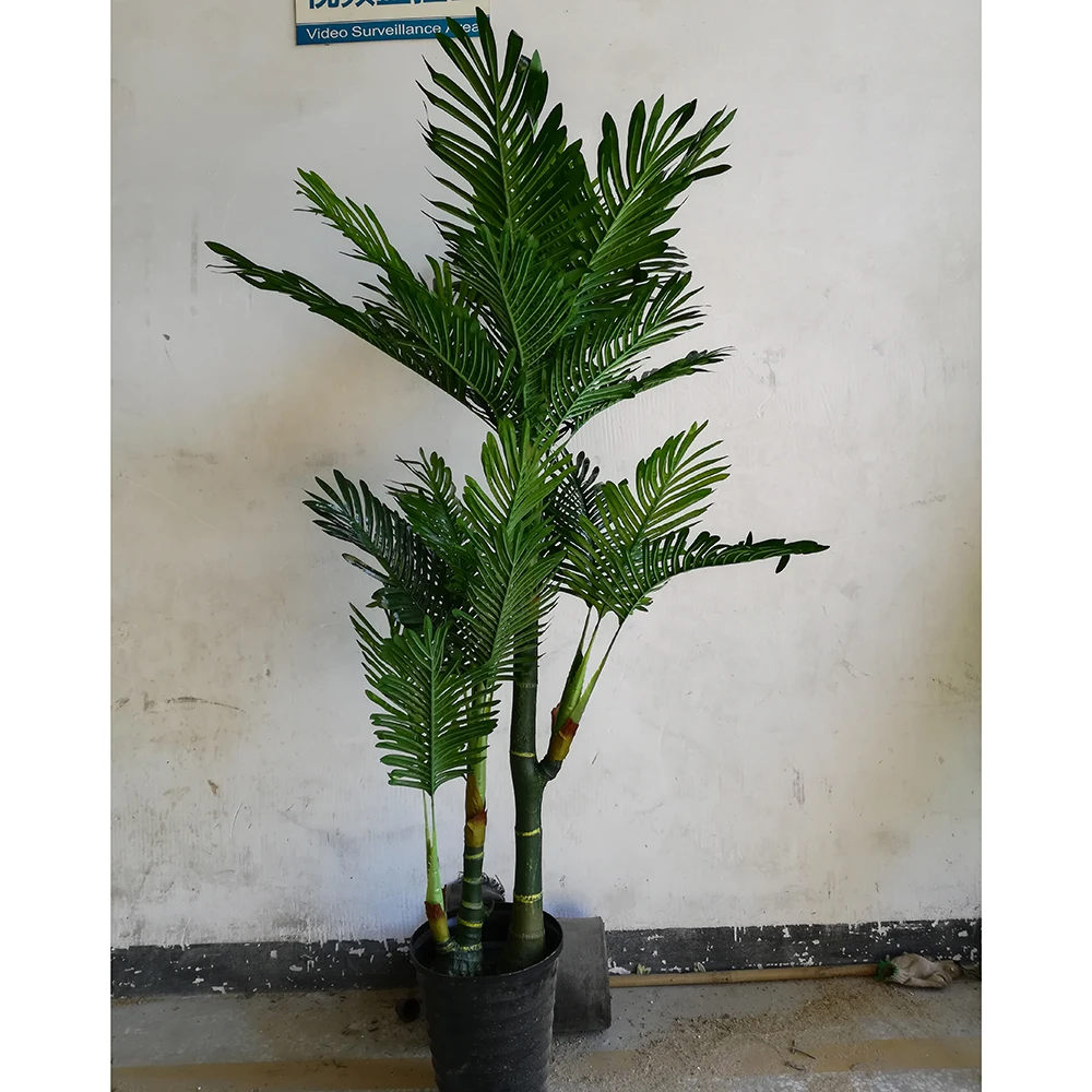 High quality kwai tree fake plant palm leaf tree bonsai plant with pot for indoor decoration