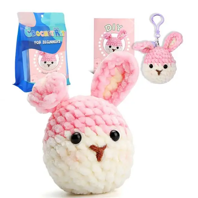 new products 2024 Hot Selling Knitting & Sewing Cute Animal Diy Key-chain Beginners Crochet Kit Hooks Yarn Set