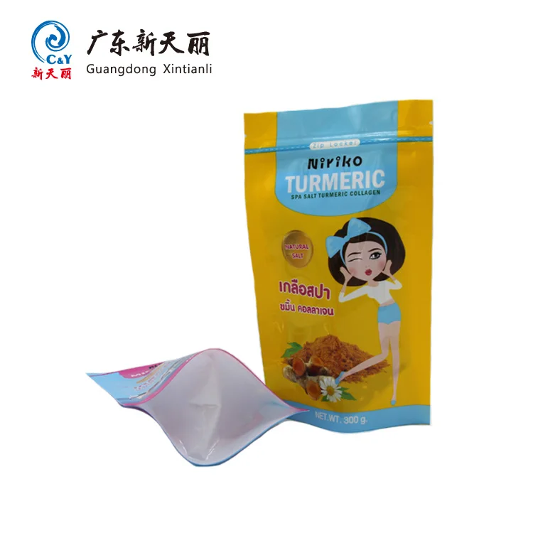 plastic bath salt packaging bag stand-up zipper plastic bag for natural ocean sea salt packaging