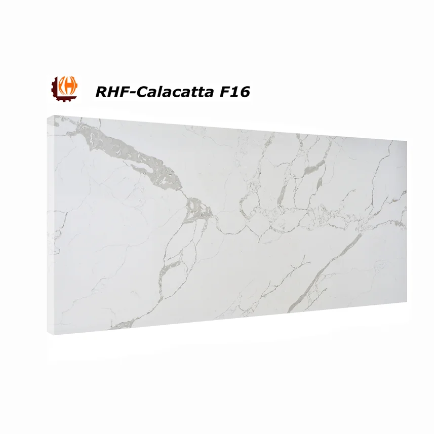 Wholesale Modern Calacatta  White Quartz Countertop With Grey Veins Polished Modern Kitchen Resin Countertop Quartz