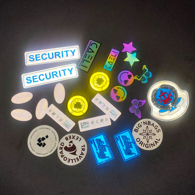 custom brand name logo hi vis reflective high frequency sewn on tpu pvc pu leather tag label patches for garment backpack cap