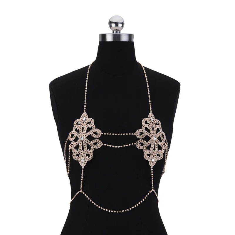 
Fashion Luxury Women Shiny Rhinestone Body Chain Sexy Chain Bra Body Jewelry 
