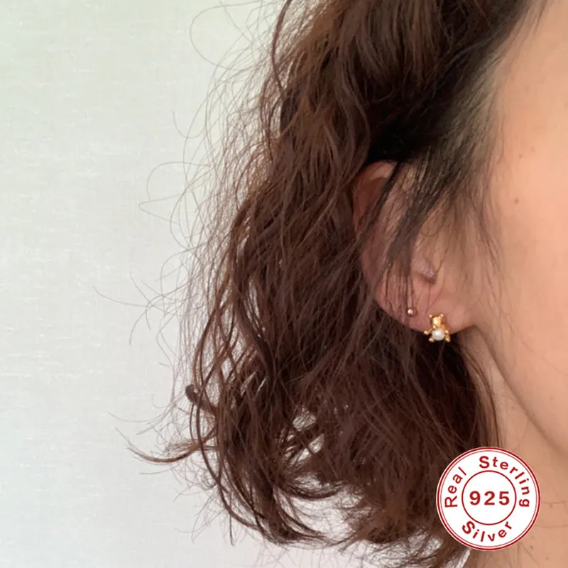 CANNER 2022 Fashion Jewelry 925 Sterling Silver Cute Small Bear Stud Piercing Earrings For Woman
