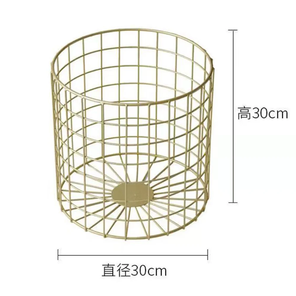 Metal Laundry Basket Mesh Design Luxury Gold Iron Household Hotel Bathroom Storage Dirty Clothes Basket