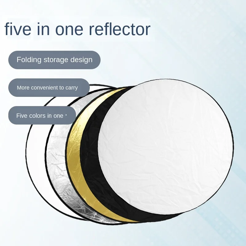
Five-in-One Foldable Reflector Portable Silver Light Soft Light Plate Studio Clothing Shooting Reflective Equipment Light 